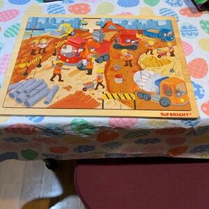 Construction Site Wooden Puzzle - Orange/Red